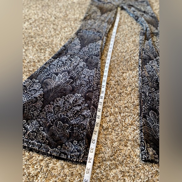 Reverof black velvet paisley print flare fitted pants XS - Picture 11 of 12